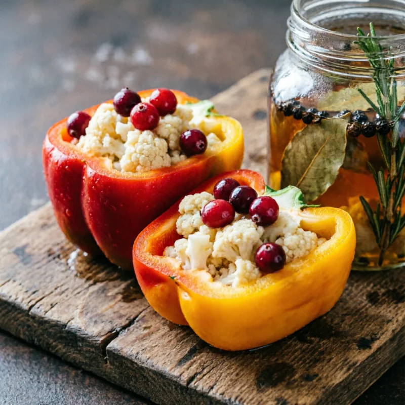 Pimientos Rellenos Fermentados de Coliflor y Arándanos