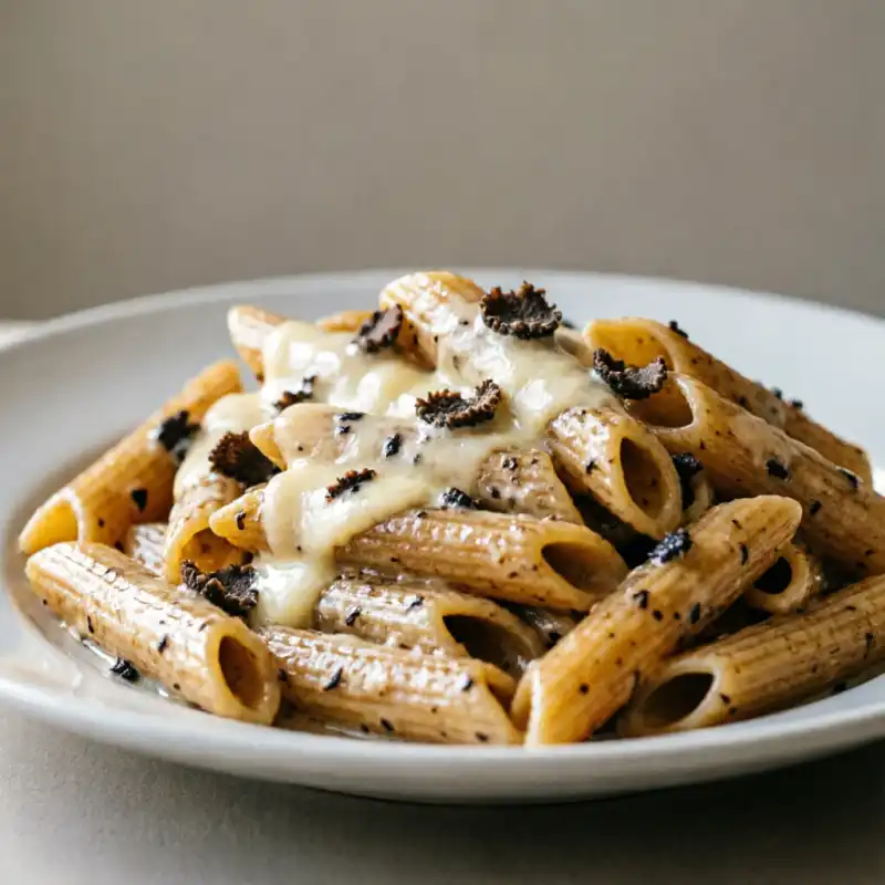 Macarrones Cremosos con Queso de Trufa Negra