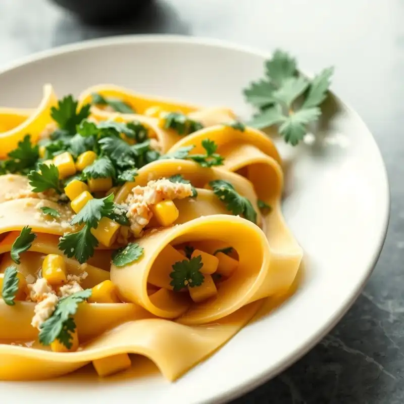 Pappardelle con Salsa de Chile Poblano Ahumado y Elote Tierno