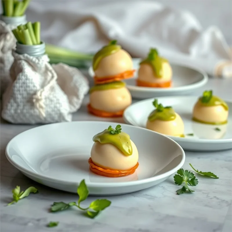 Perlas de Puerro y Huevo con Salsa de Menta y Cilantro