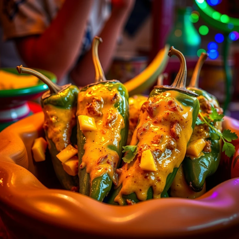 Chiles Rellenos de Mango y Camarón