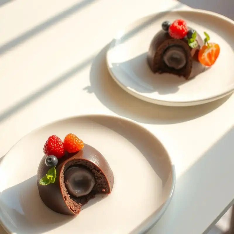 Volcán de Chocolate Sin Gluten con Frutos Rojos Frescos
