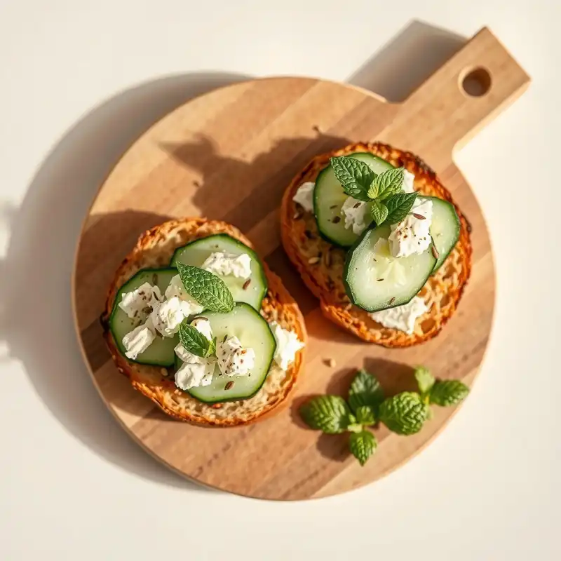 Tostada Fresca de Pepino y Menta Crujiente