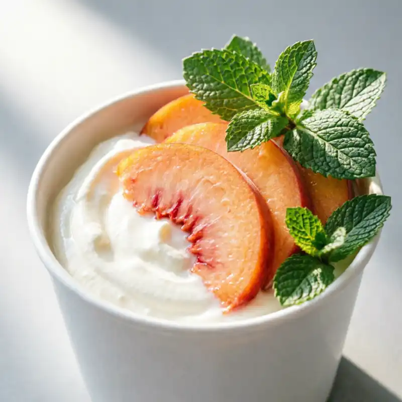 Bocaditos de Yogur Griego con Durazno y Menta Refrescante