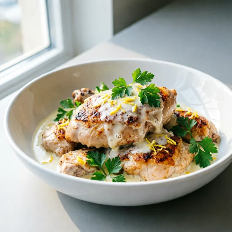 Pollo Cremoso con Limón y Hierbas