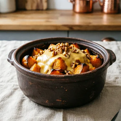 Calabaza Rostizada con Salsa de Azafrán y Nuez