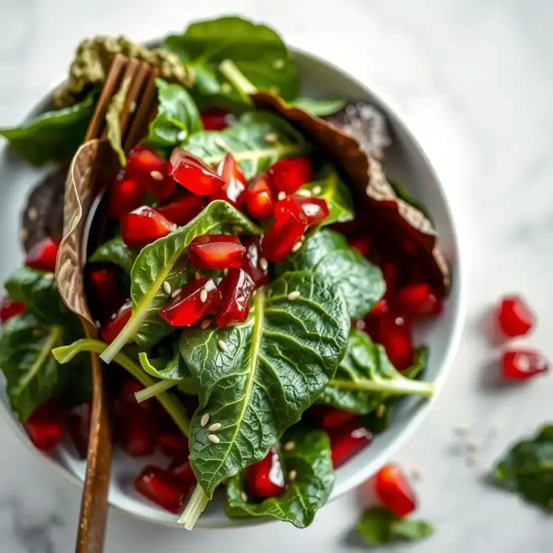 Ensalada de Hojas y Granada con Vinaigreta Yodada