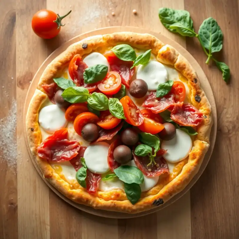 Pizza Keto Jamón Crudo Rúcula Fresca