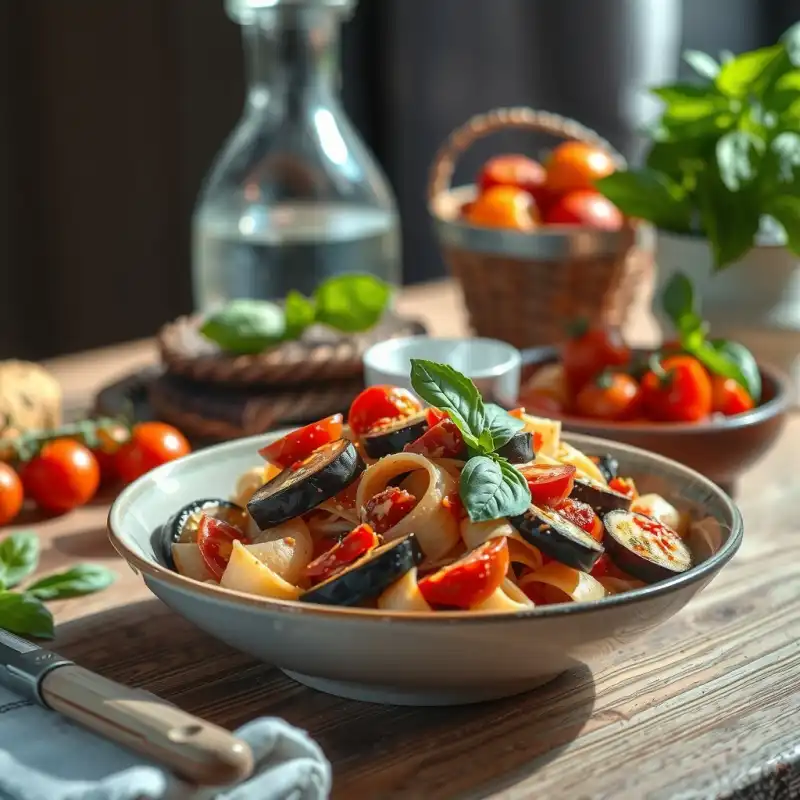 Pasta Cremosa de Berenjena Asada y Albahaca