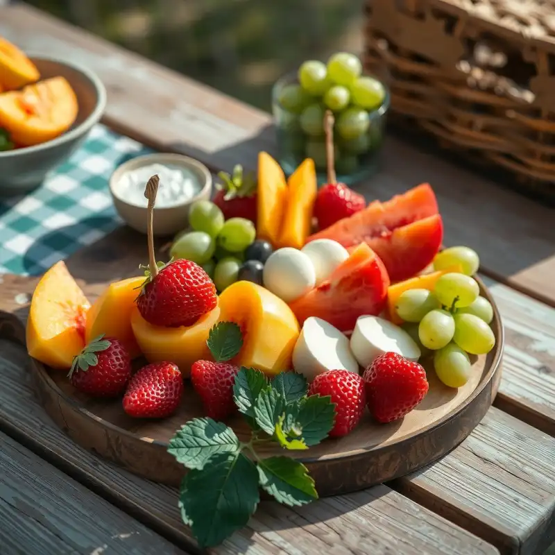 Brochetas Divertidas de Frutas y Queso