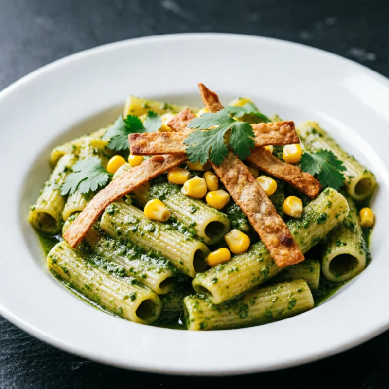 Paccheri Rellenos de Maíz con Salsa de Chile Poblano