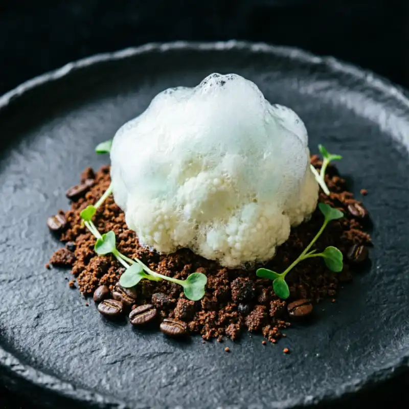 Aire de Coliflor con Base Tostada de Café