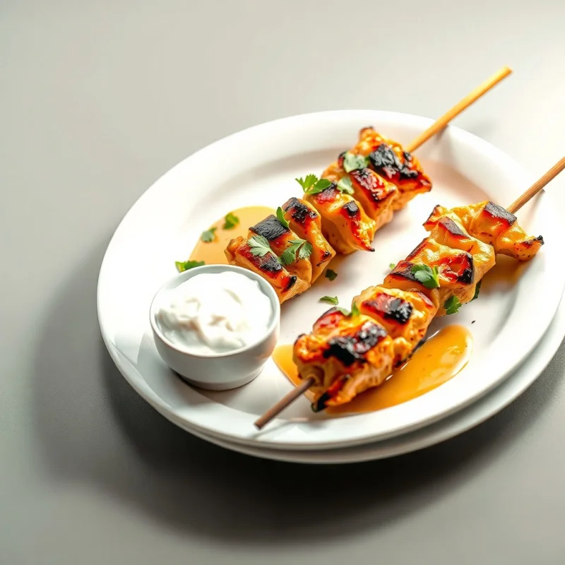 Brochetas de Pollo con Salsa de Yogur y Pepino