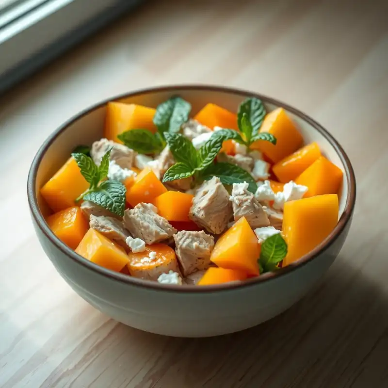 Desayuno Refrescante de Melón, Pavo y Menta