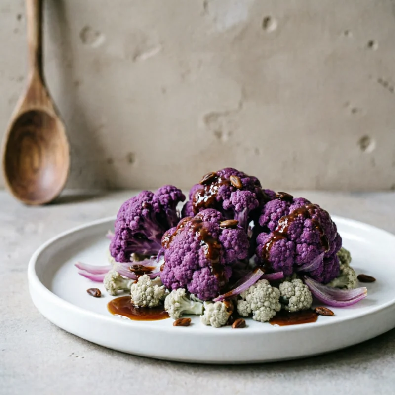 Coliflor Morada al Vapor con Vinagreta de Higo