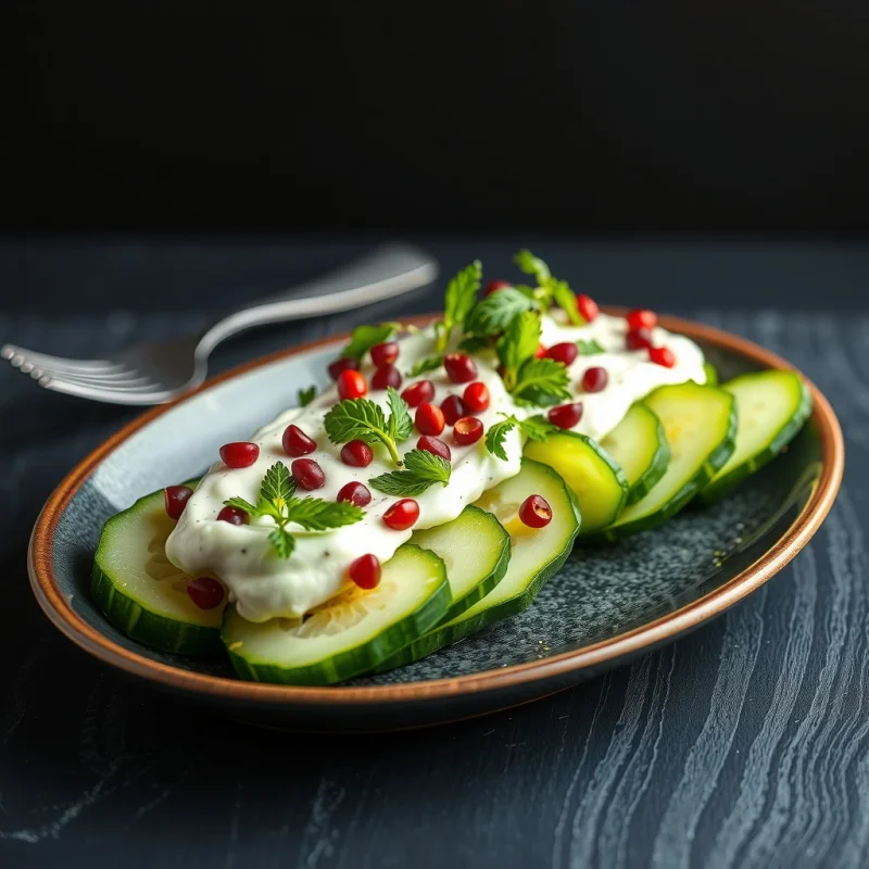 Láminas crujientes de pepino y yogur