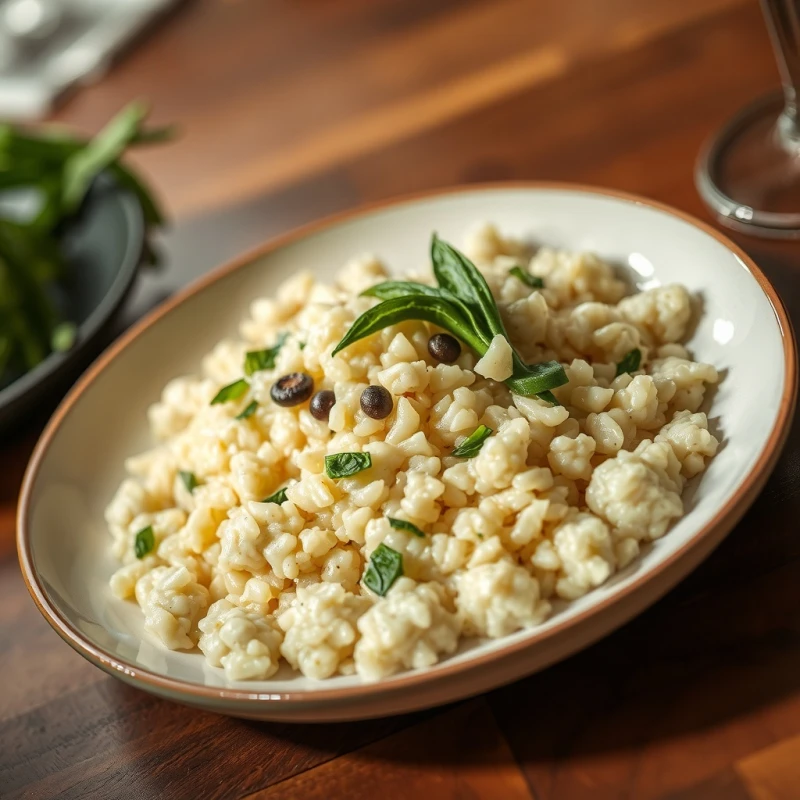 Risotto de Hongos y Trufa Negra con Panceta Crujiente