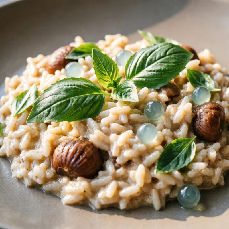 Arroz Meloso de Castañas y Col con Toque Tailandés