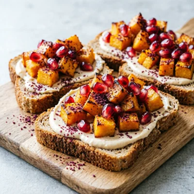 Tostadas de Calabaza con Tahini y Granada