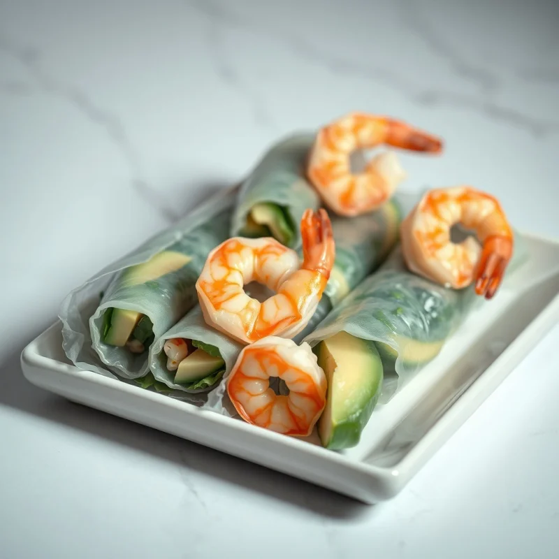 Rollitos Frescos de Camarones y Jengibre Sg