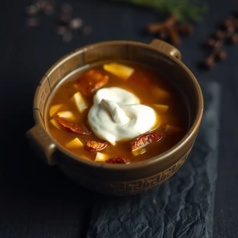 Caldo Umami de Shiitake y Arroz Tostado