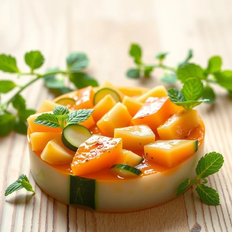 Tartar de Calabacín y Melón con Menta