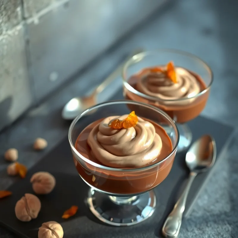 Cremoso de Avellana y Chocolate con Crujiente de Naranja