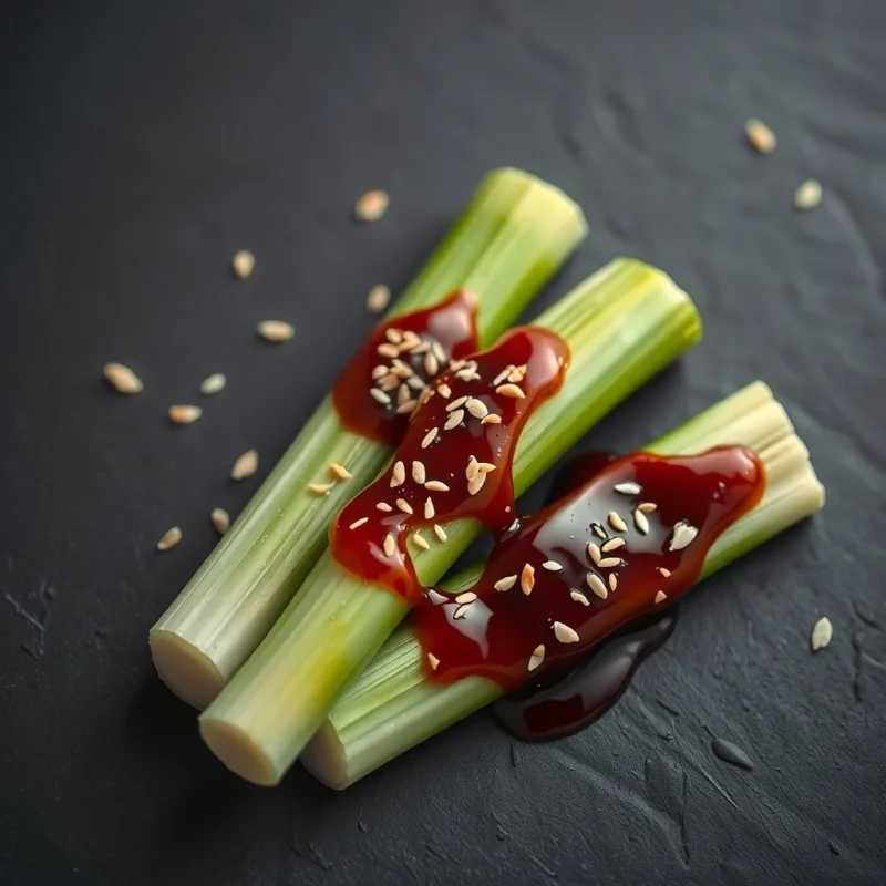 Verdeo Glaseados con Gochujang y Cristales de Sésamo