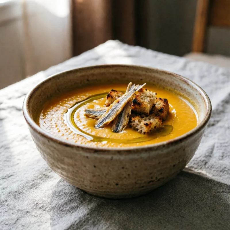Crema de Calabaza con Anchoas Crujientes