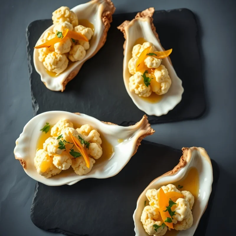 Ostras de Coliflor con Aderezo Cítrico