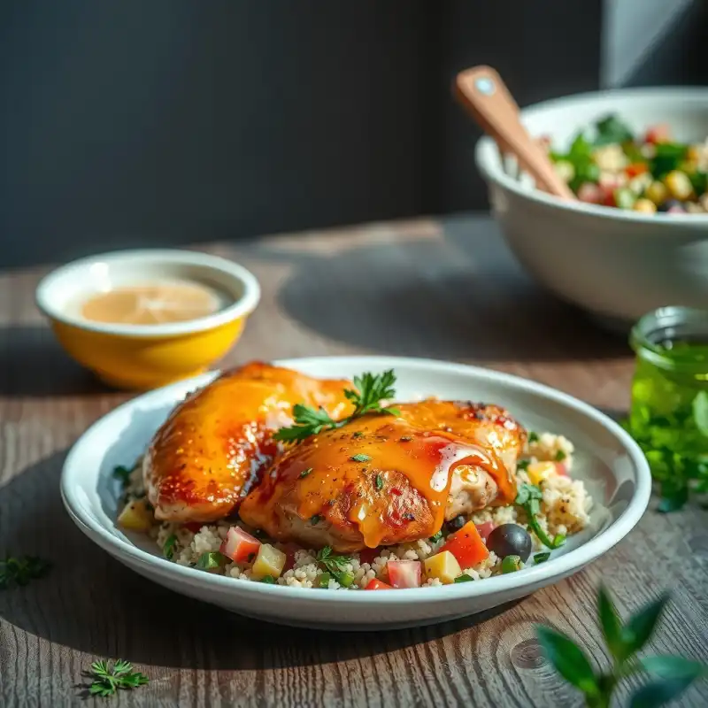 Mina de Cítricos con Pollo y Tabule Mediterráneo