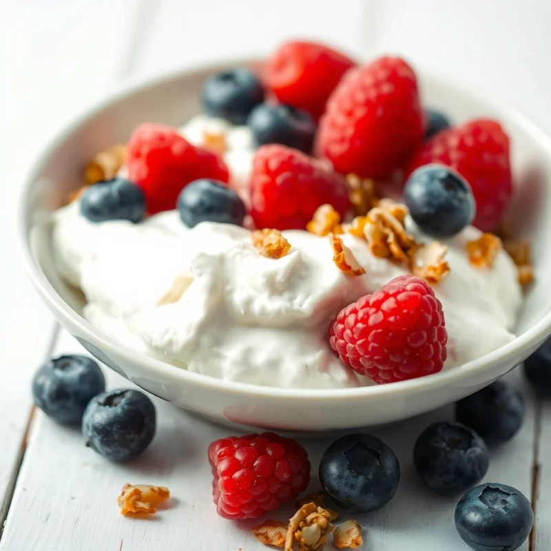 Desayuno de Yogurt con Frutos Rojos y Granola de Almendras