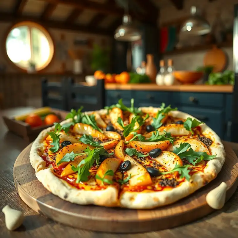 Pizza de Rúcula y Melón Crujiente