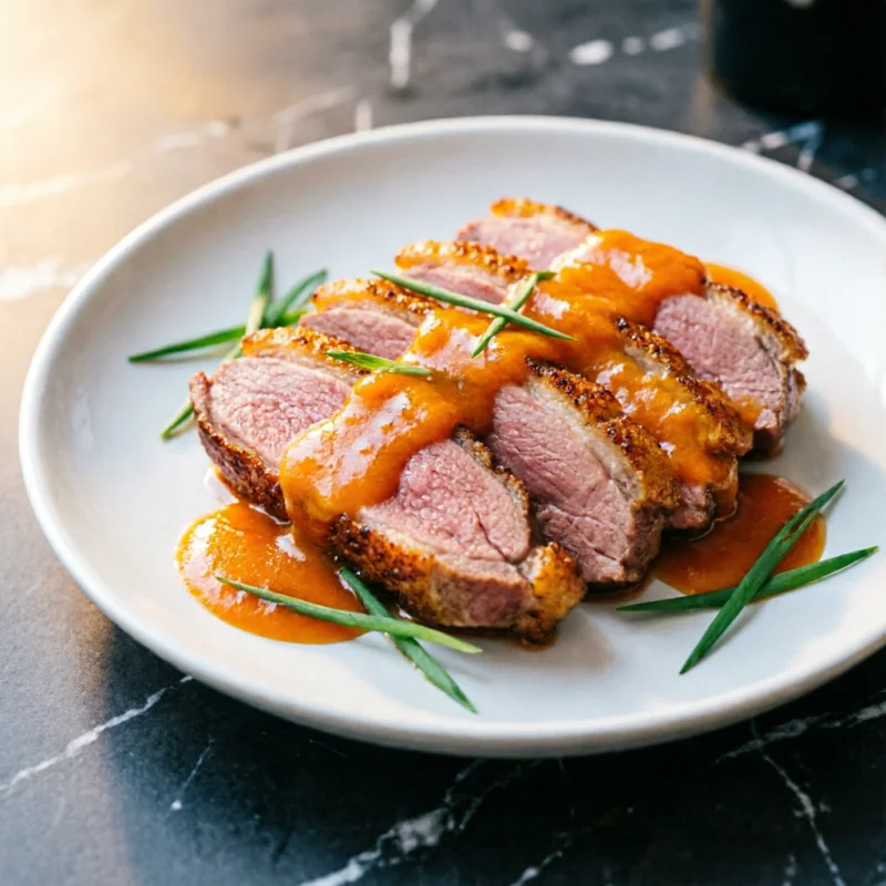 Magret de Pato con Salsa de Kaki y Gochujang