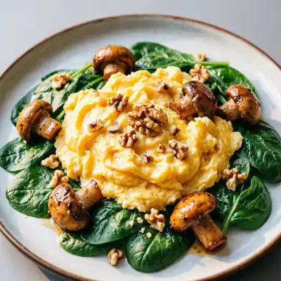 Revuelto Otoñal con Huevo y Setas Glaseadas