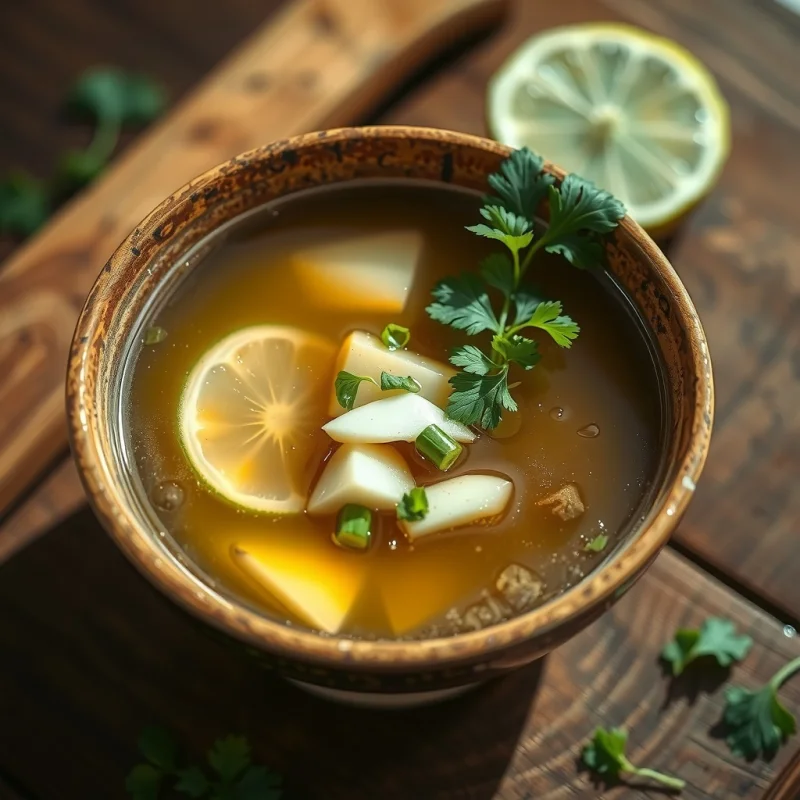 Caldo Revitalizante de Cilantro y Lichi
