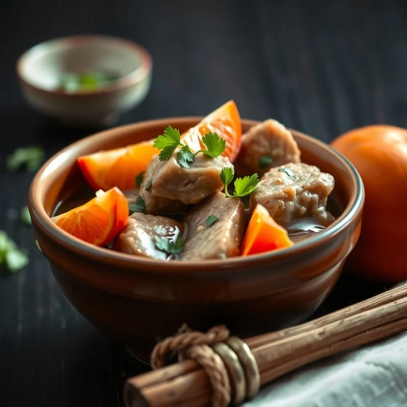 Cerdo Guisado con Mandarina y Cúrcuma