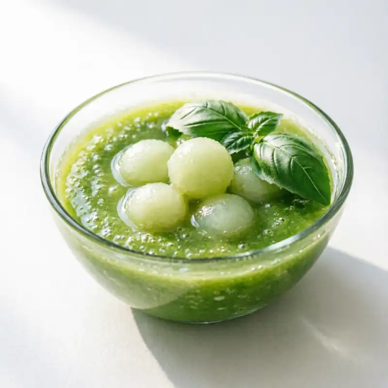 Brisa Veraniega: Sopa de Pepino con Perlas de Melón