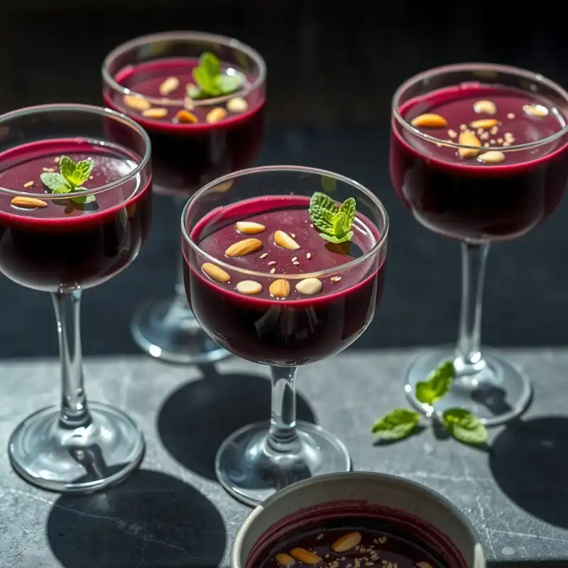 Suspiro de Ciruela Fermentada y Sésamo Negro