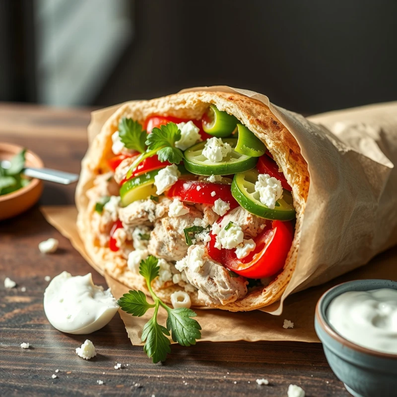 Sándwich Mediterráneo Rápido con Tzatziki de Pepino
