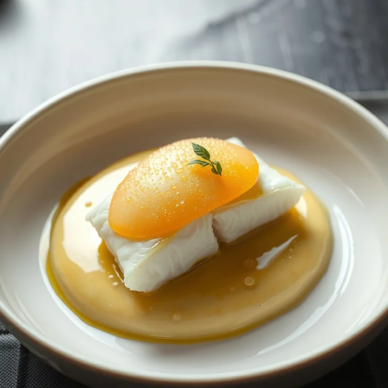 Espuma de Cítricos y Apio con Pescado Pochado