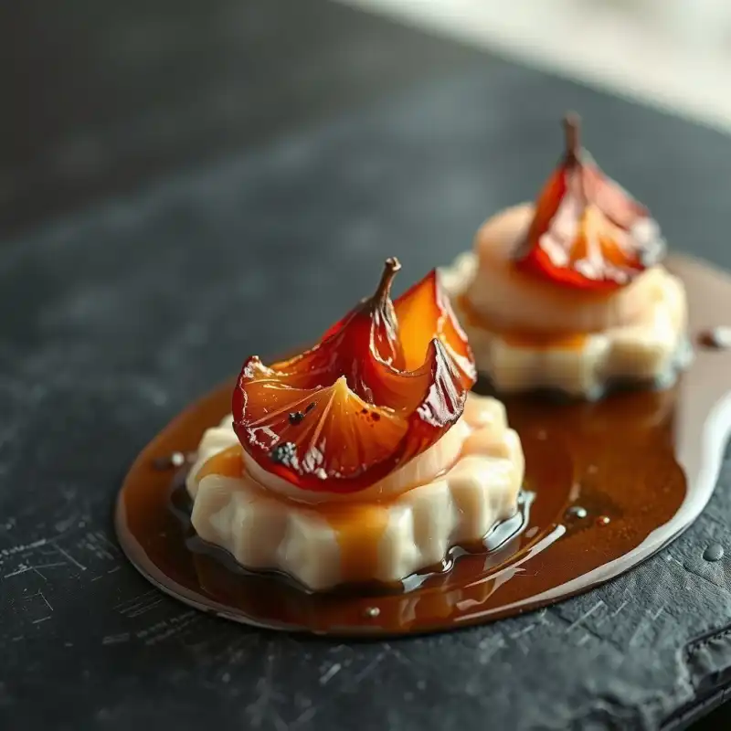 Vieiras con Crema de Castañas y Membrillo Glaseado