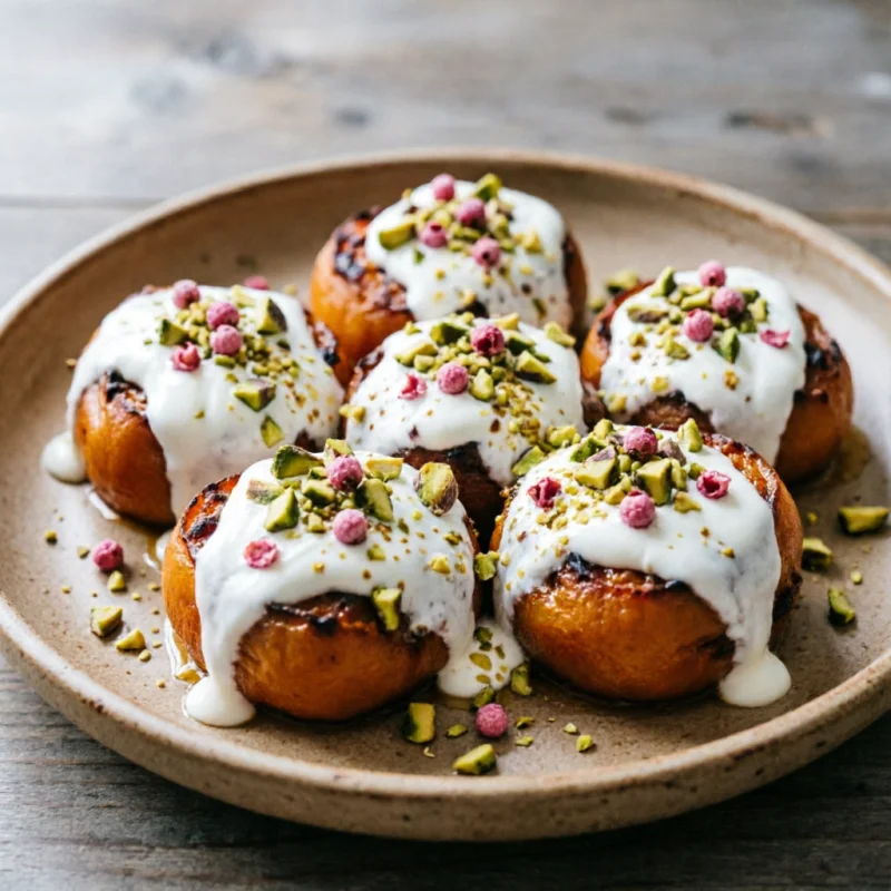 Esferas de Caqui Braso con Yogurt y Pistacho