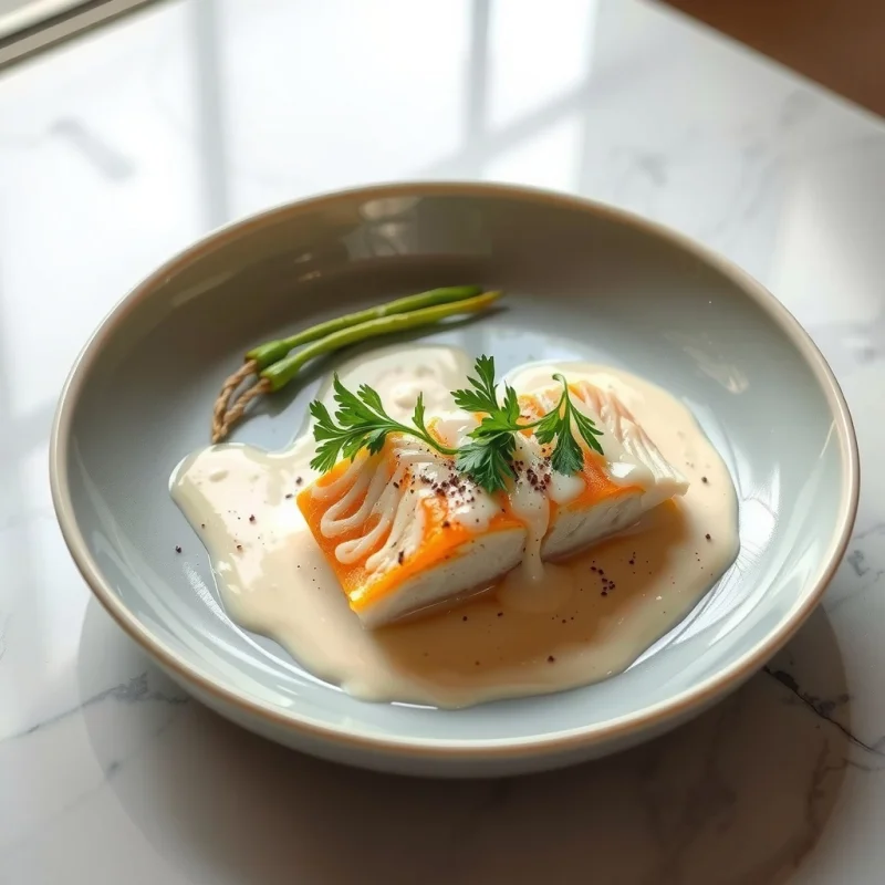 Filete de Merluza con Crema Ácida de Hinojo y Alga Salicornia