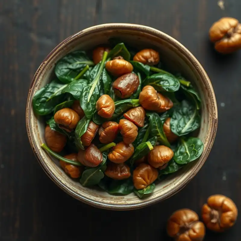Espinacas Salteadas con Castañas y Nuez Moscada