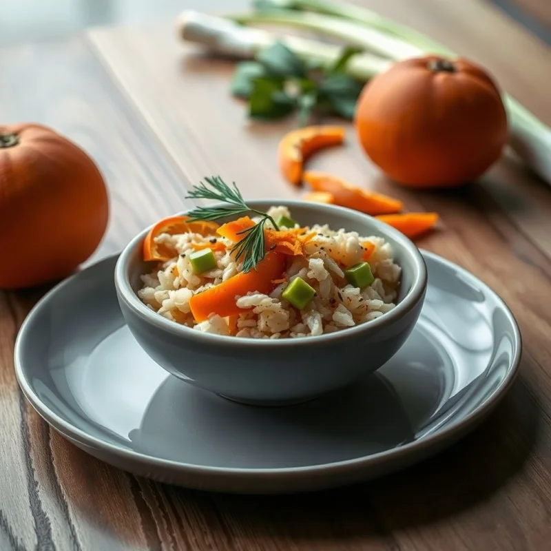 Arroz Tostado de Puerro y Naranja