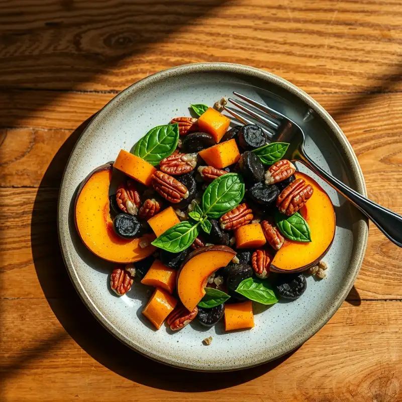 Ensalada Templada de Lentejas Beluga y Calabaza Rostizada