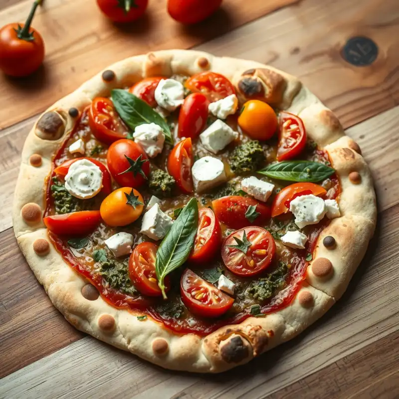 Pizza Mediterránea de Verano con Pesto Fresco