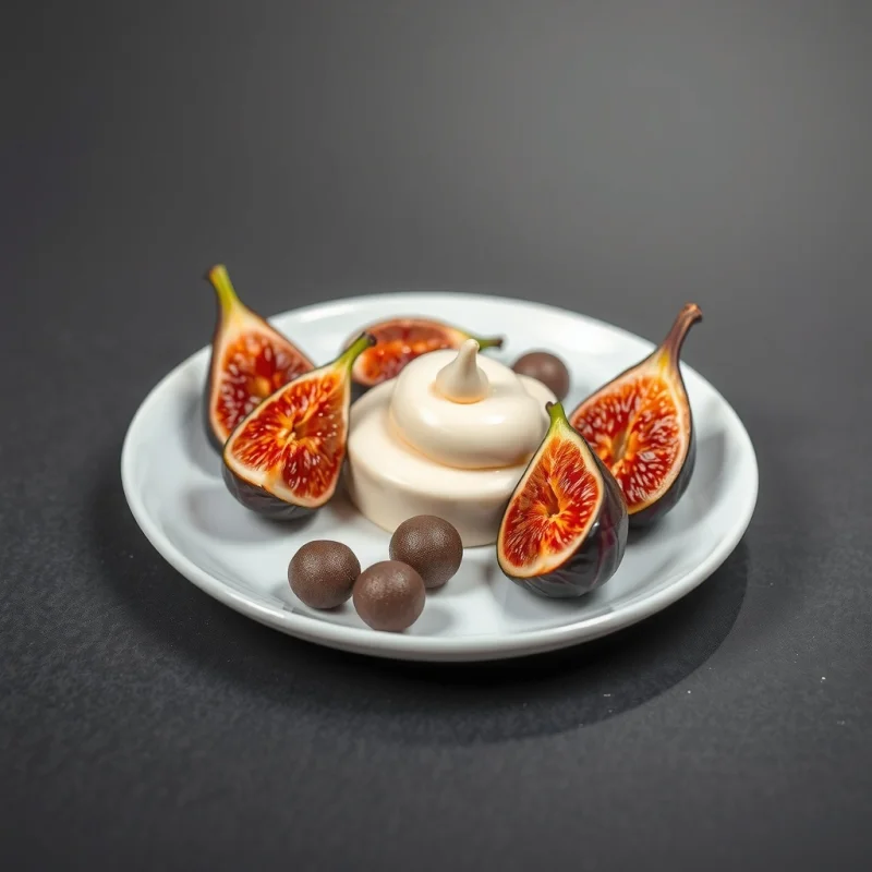 Esferas de Higo y Cacao con Crema de Mascarpone