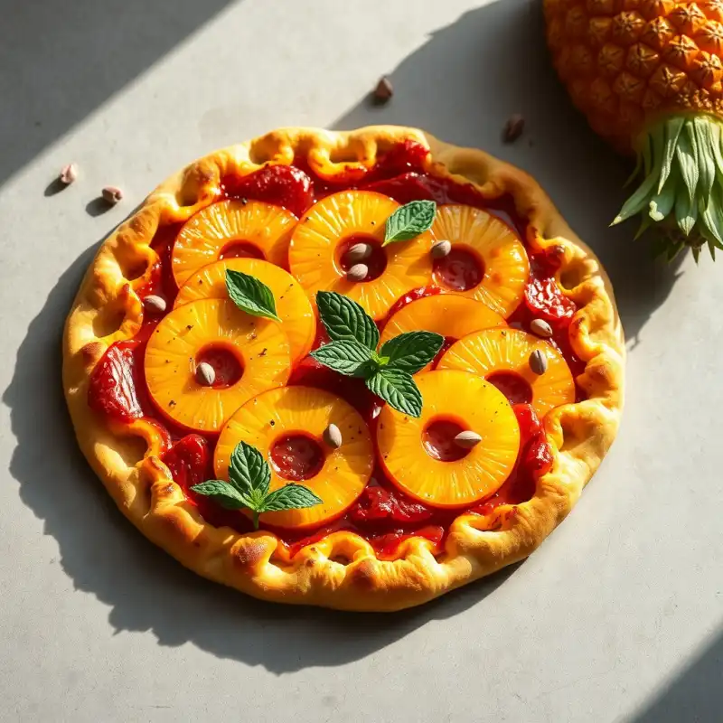 Pizza de Ananá Tropical con Toque Ahumado y Crujiente